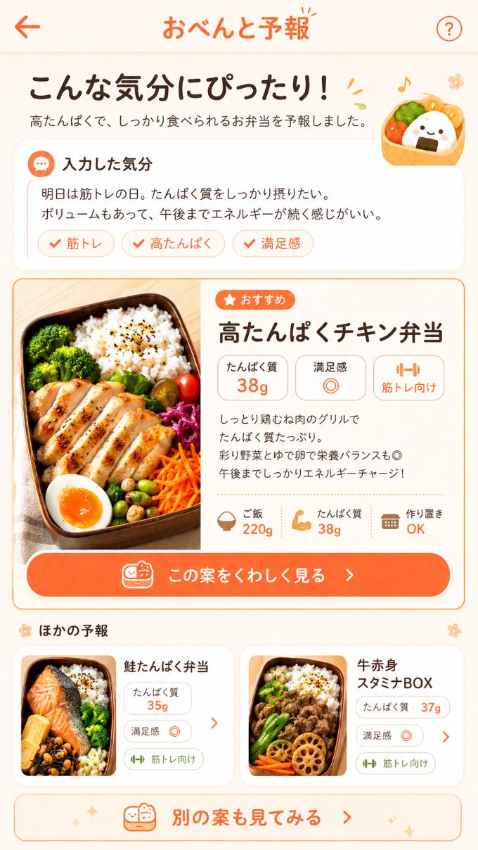 高たんぱく弁当の予報