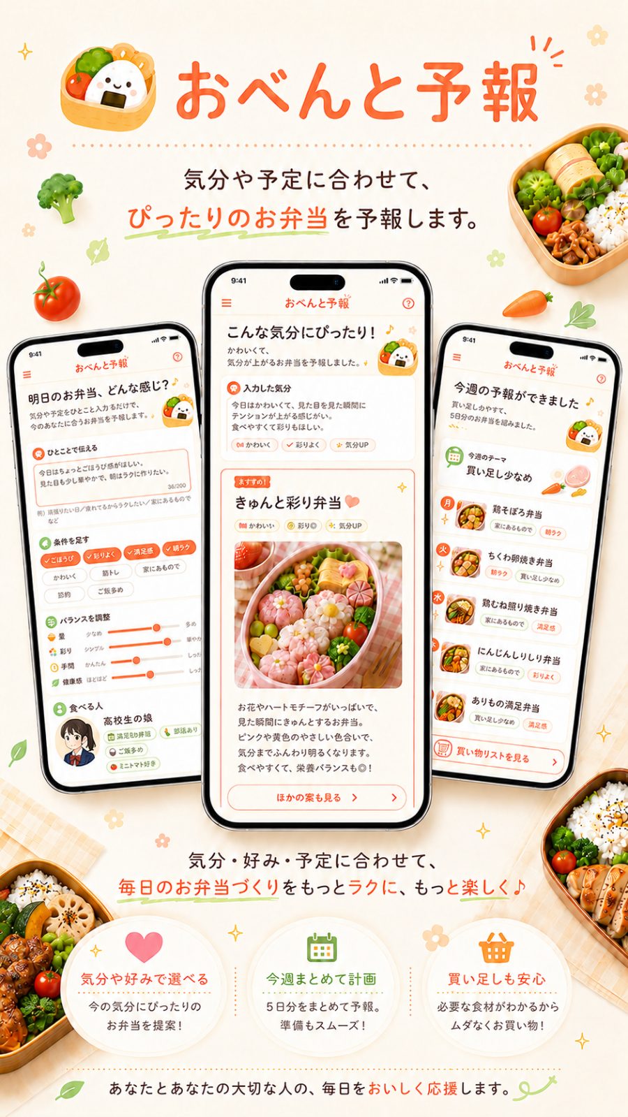 おべんと予報 — 気分や予定に合わせて、ぴったりのお弁当を予報します。