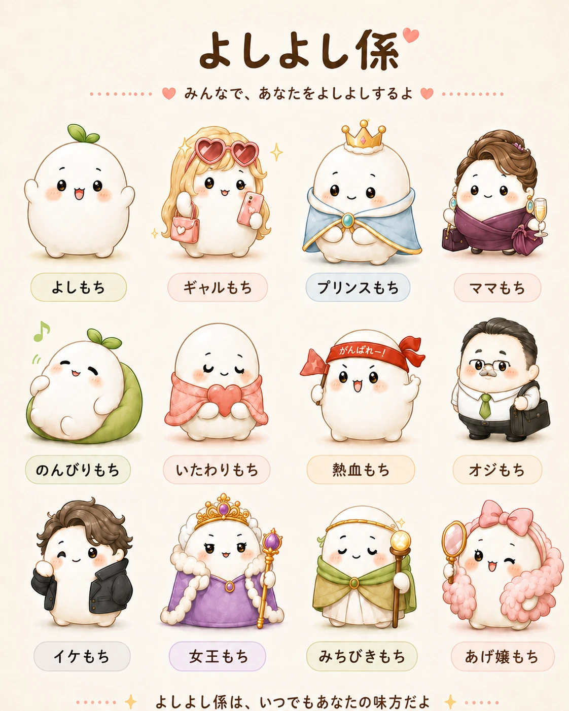 よしよし係のもちキャラたち